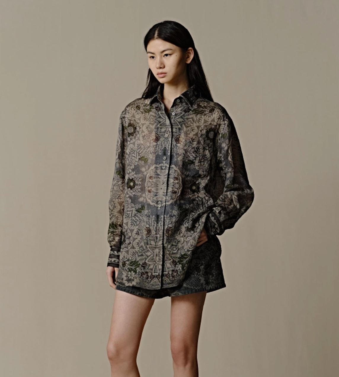 Ramie Laple Shirt Deep Jade