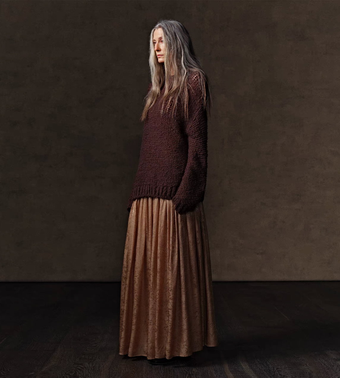 Jacquard Ruched Skirt Champagne