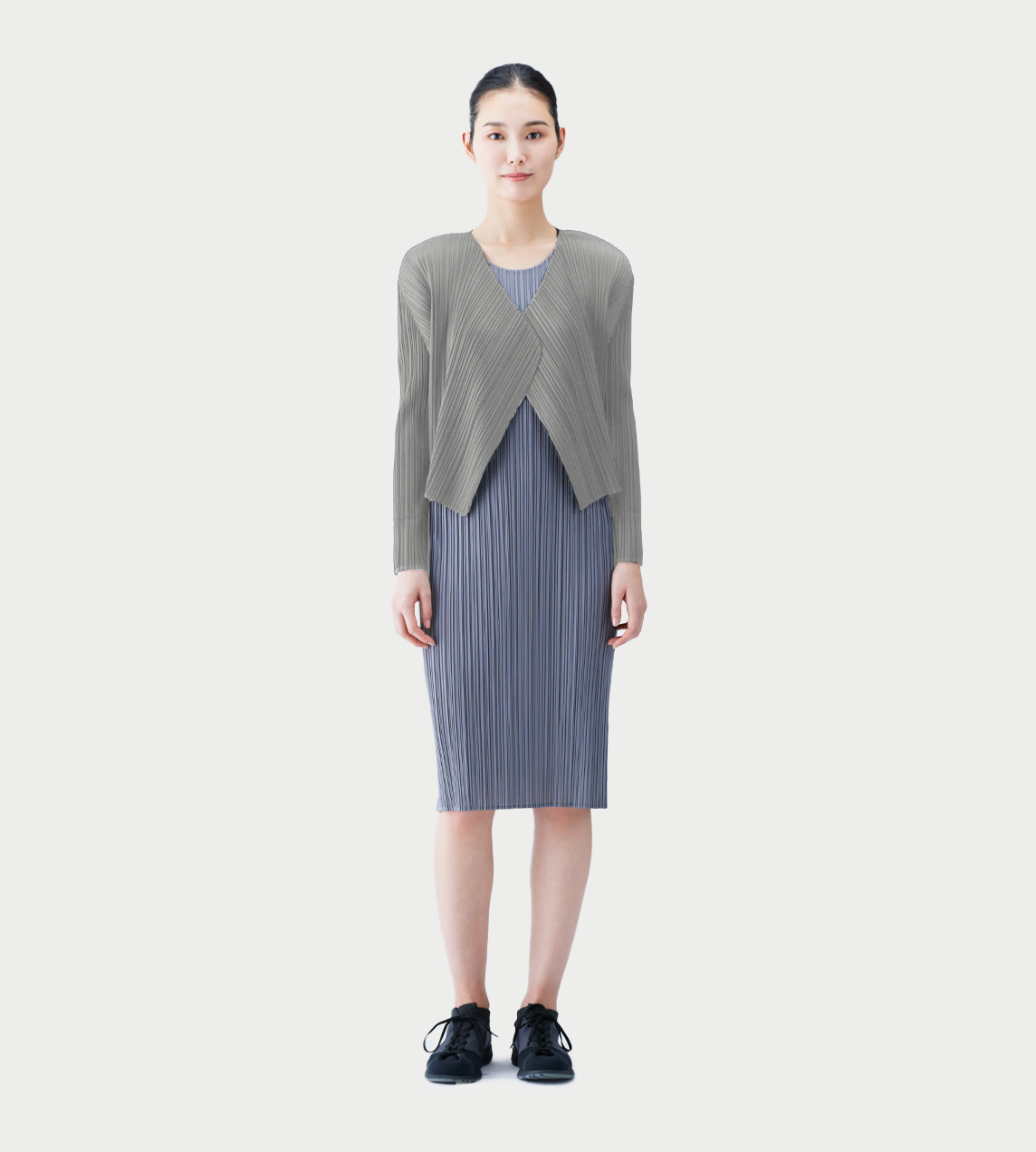 Basic Pleated Cardigan Grey