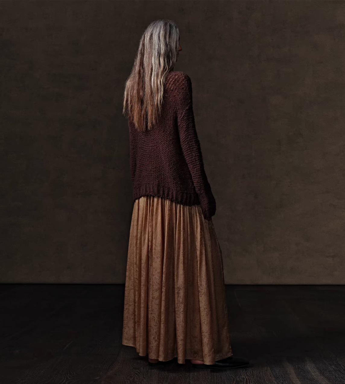 Jacquard Ruched Skirt Champagne
