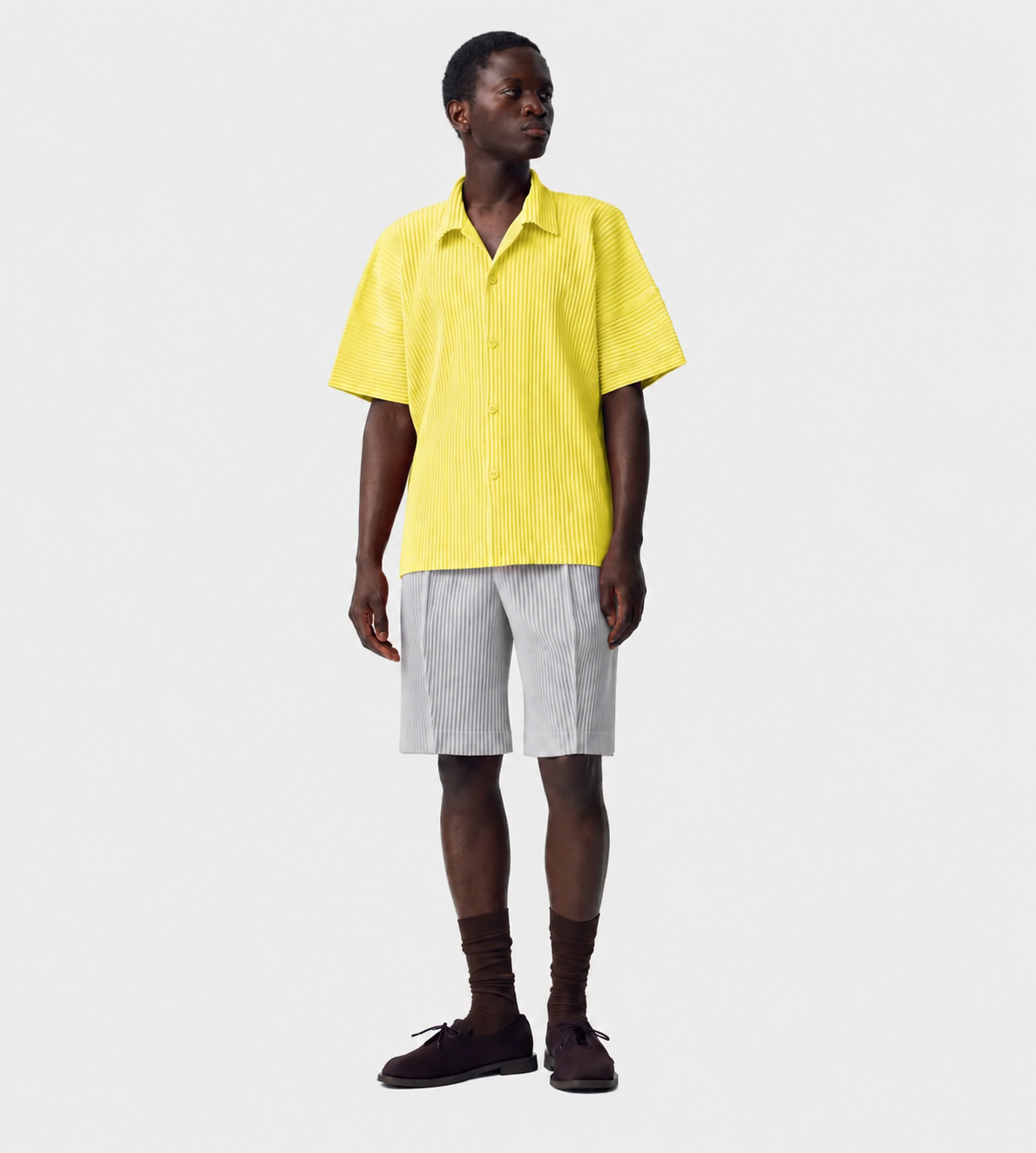 HOMME PLISSE ISSEY MIYAKE - Button-up Oversized S/L Shirt Yellow