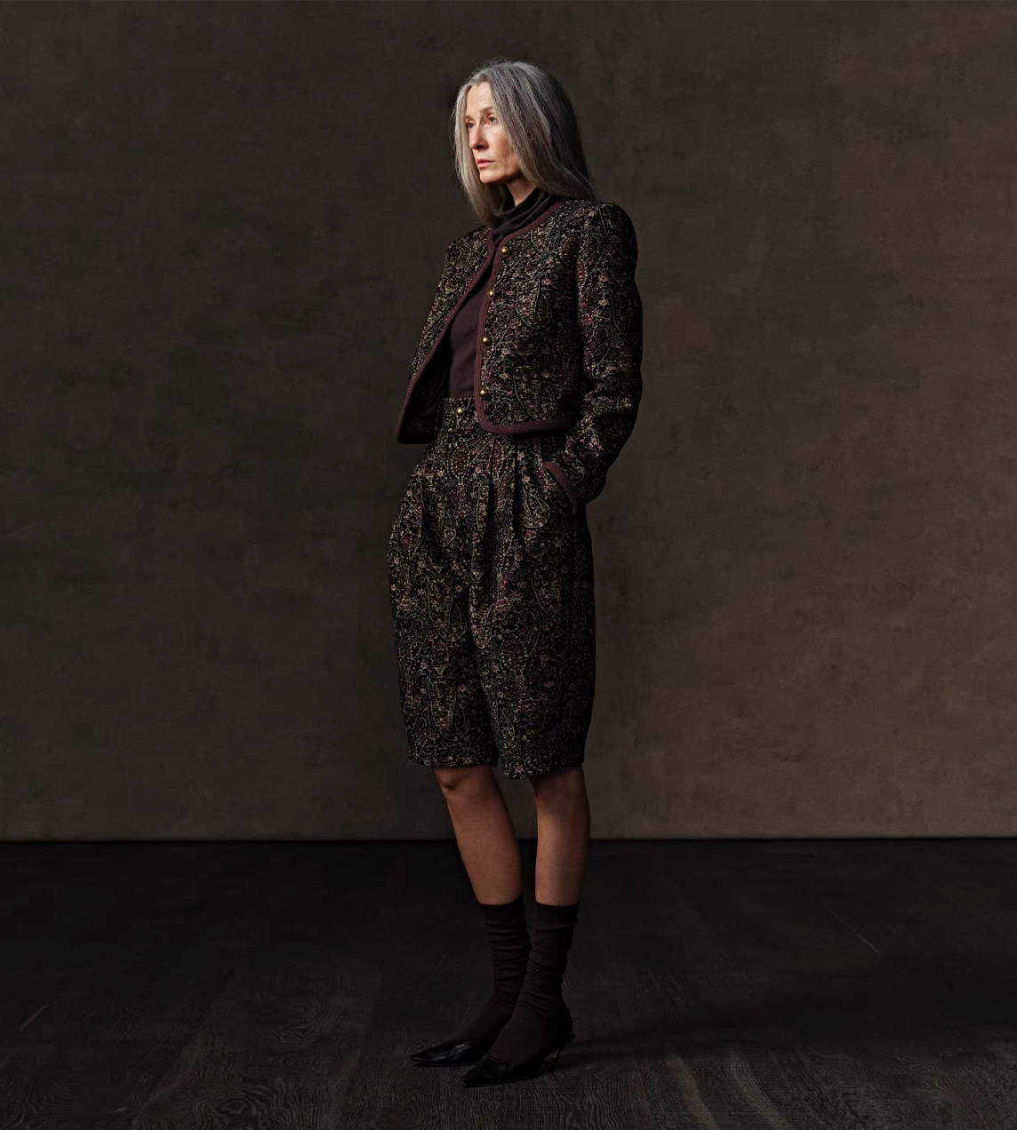 Turtleneck Knitted Top Brown