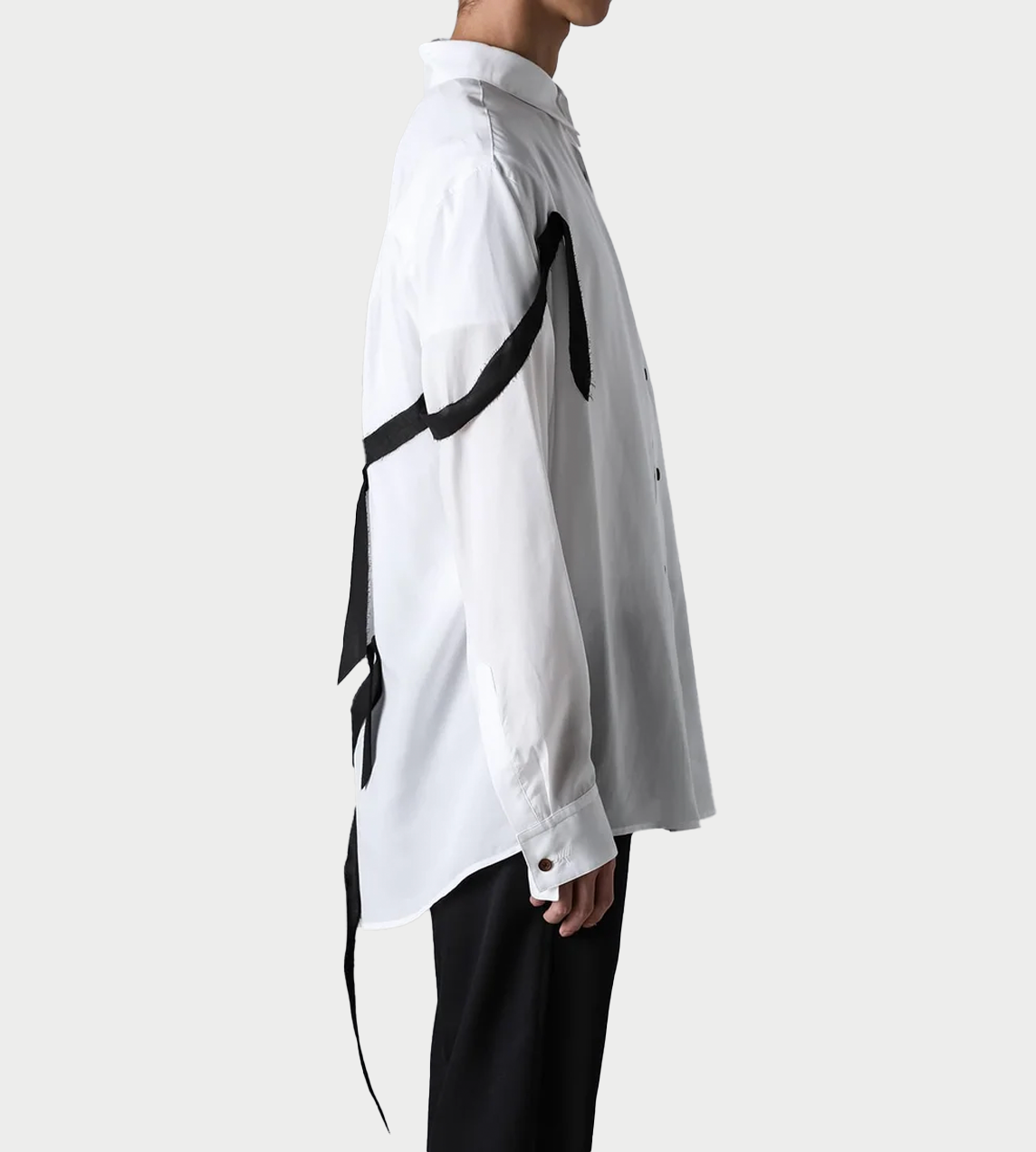 Sleeve Ribbon Shirt White