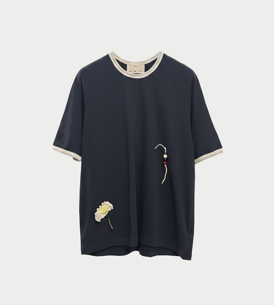 SONG FOR THE MUTE - Flower Raglan Tee Navy