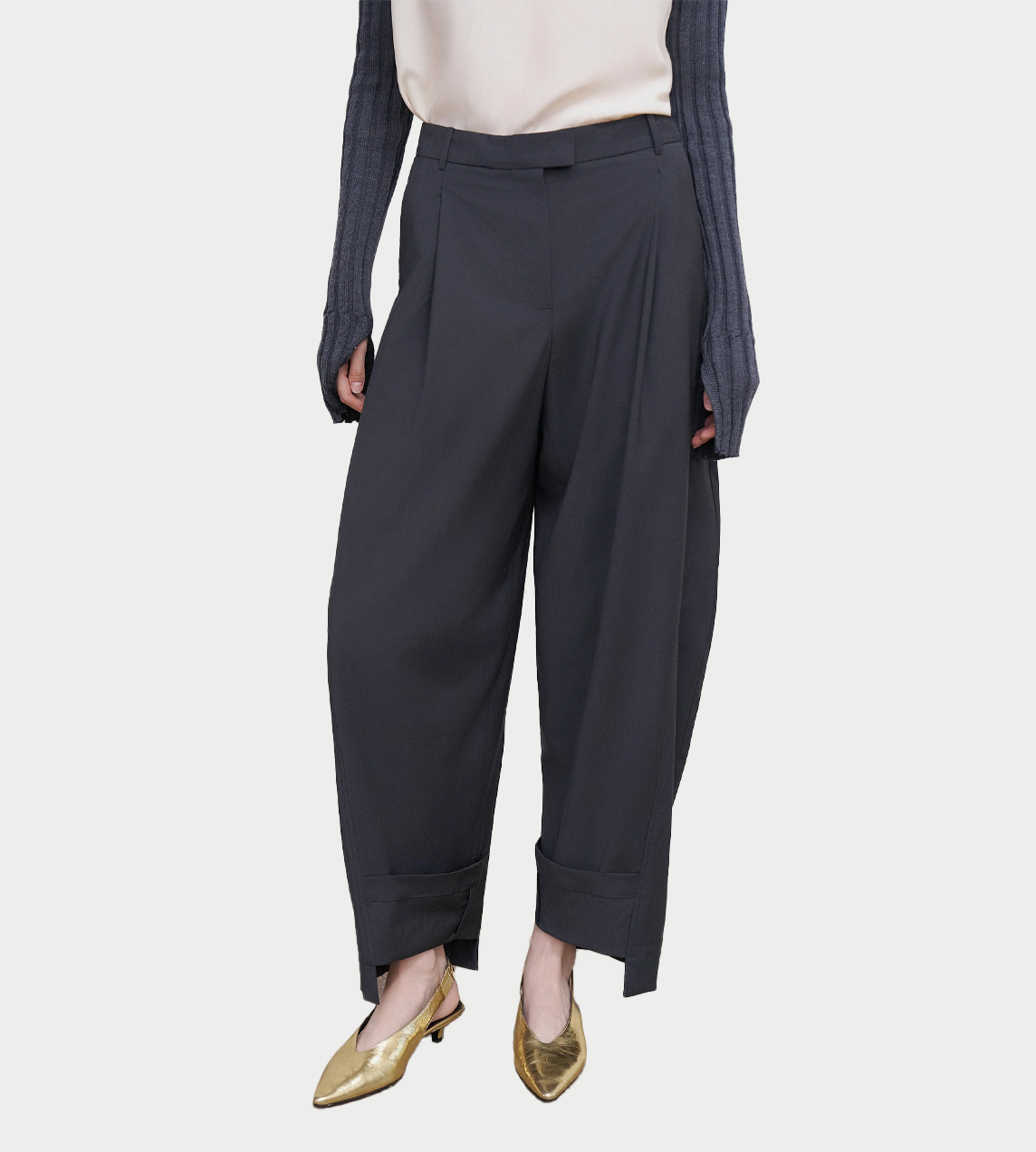 LITKOVSKA - Pleated Barrel-Leg Pants In Grey