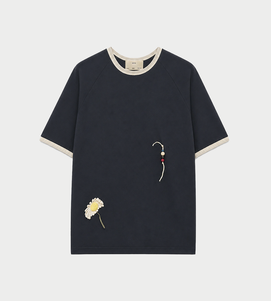 SONG FOR THE MUTE - Flower Raglan Tee Navy