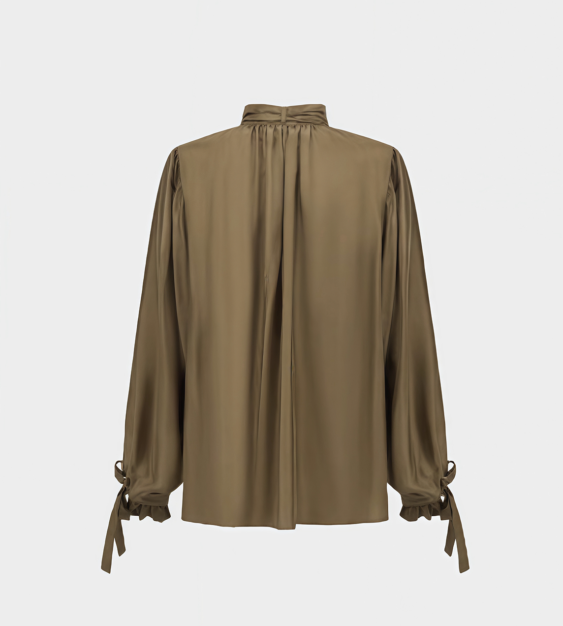 Lace-up Silk Blouse Moss Green