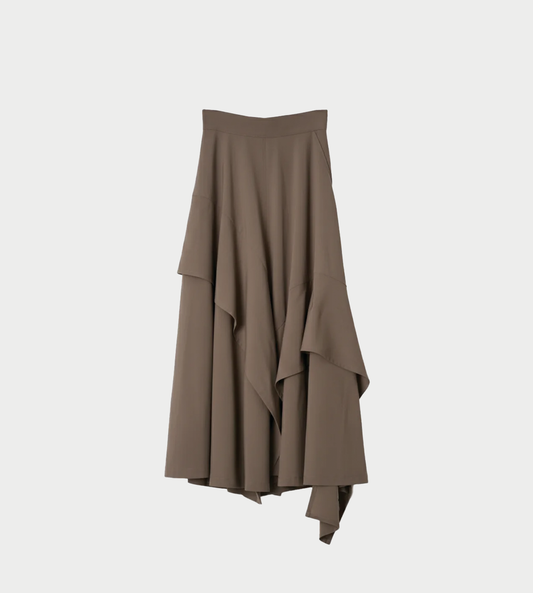 UJOH - Random Hem Flare Skirt Olive Grey