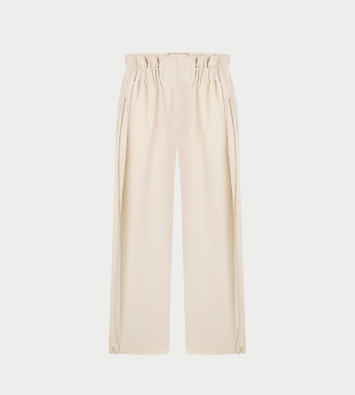 High-Rise Pleated Wide-Leg Pants Ivory