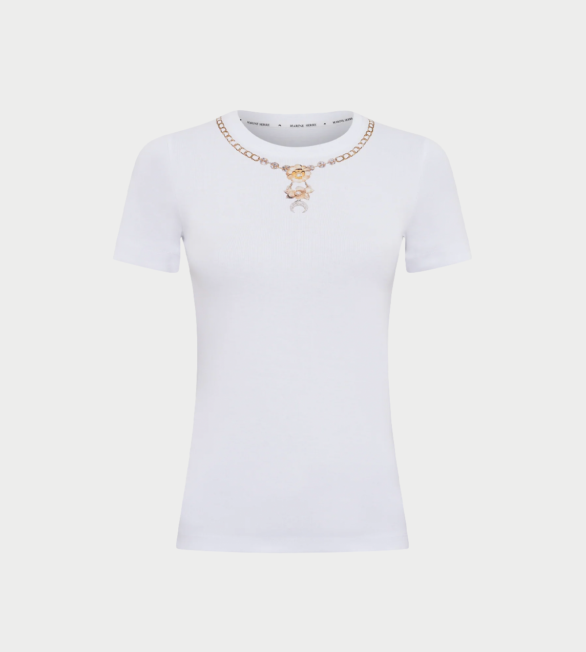 MARINE SERRE - Trompe L’Oeil Jewelry Baby Tee White
