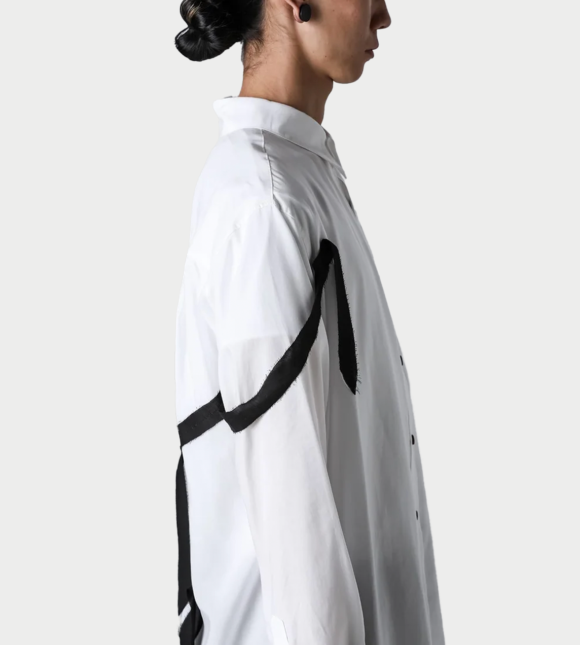 Sleeve Ribbon Shirt White