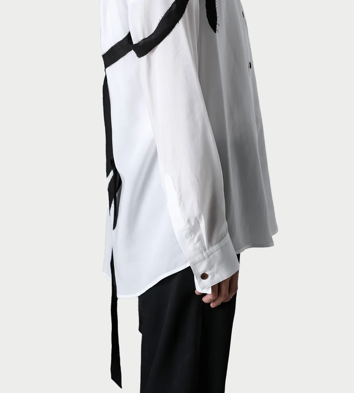 Sleeve Ribbon Shirt White