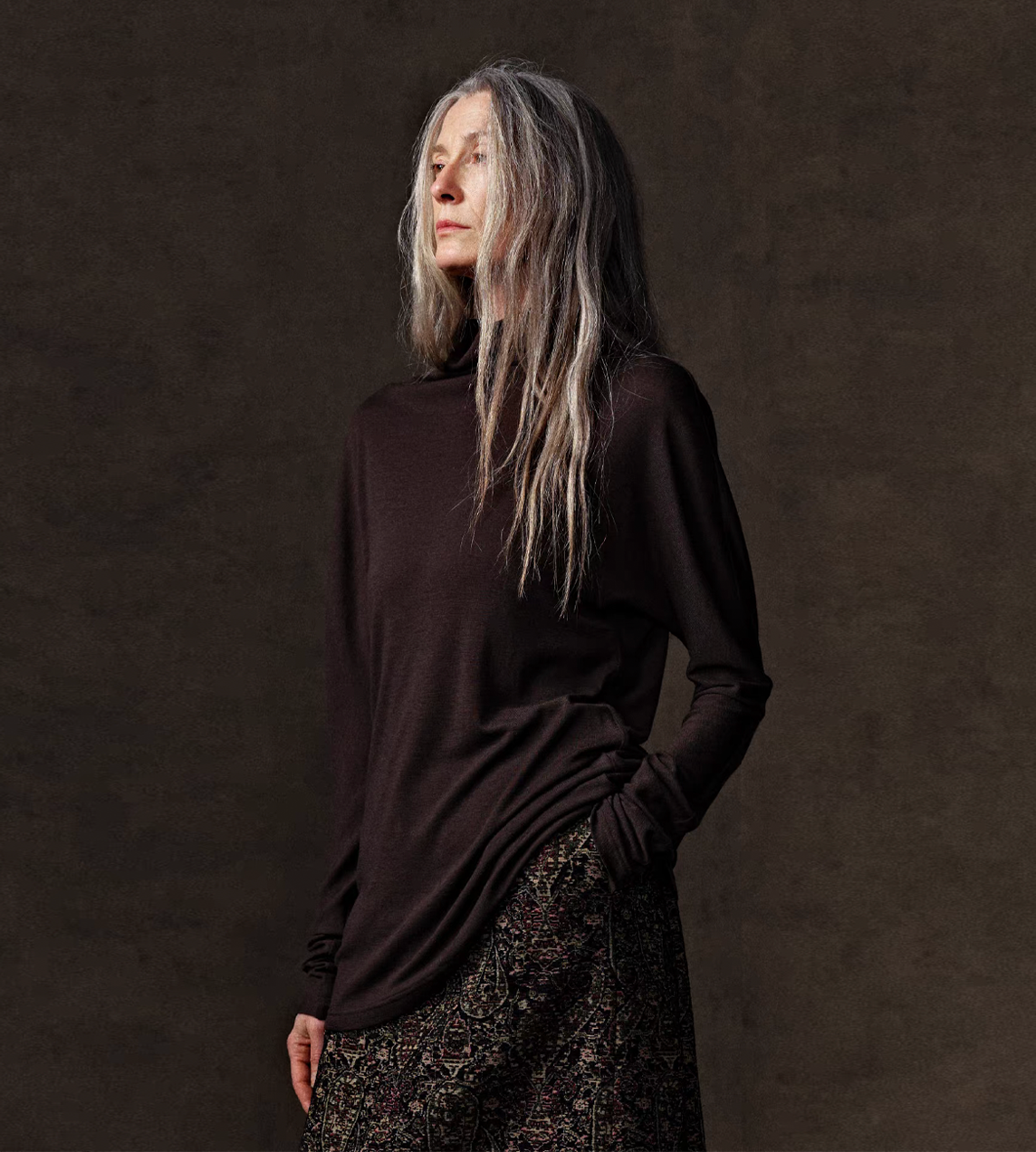 Turtleneck Knitted Top Brown