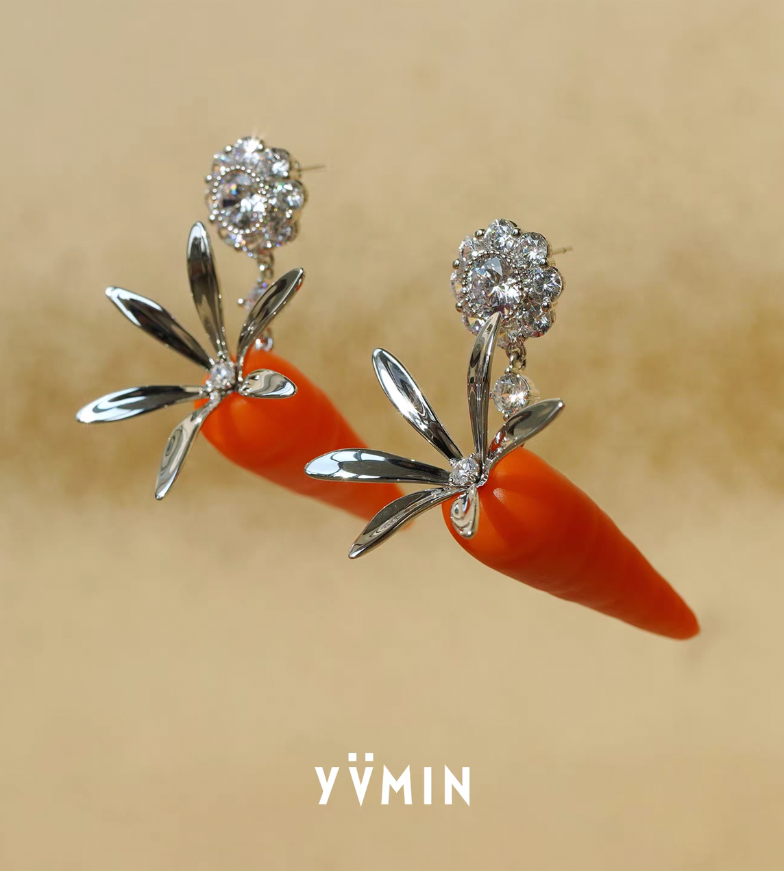 YVMIN - Carrot Gemstone Earring Orange (Pair)