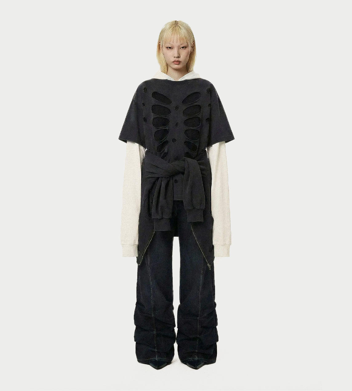 AVAVAV - Theo Semi-distressed Double Layer T-shirt Blk