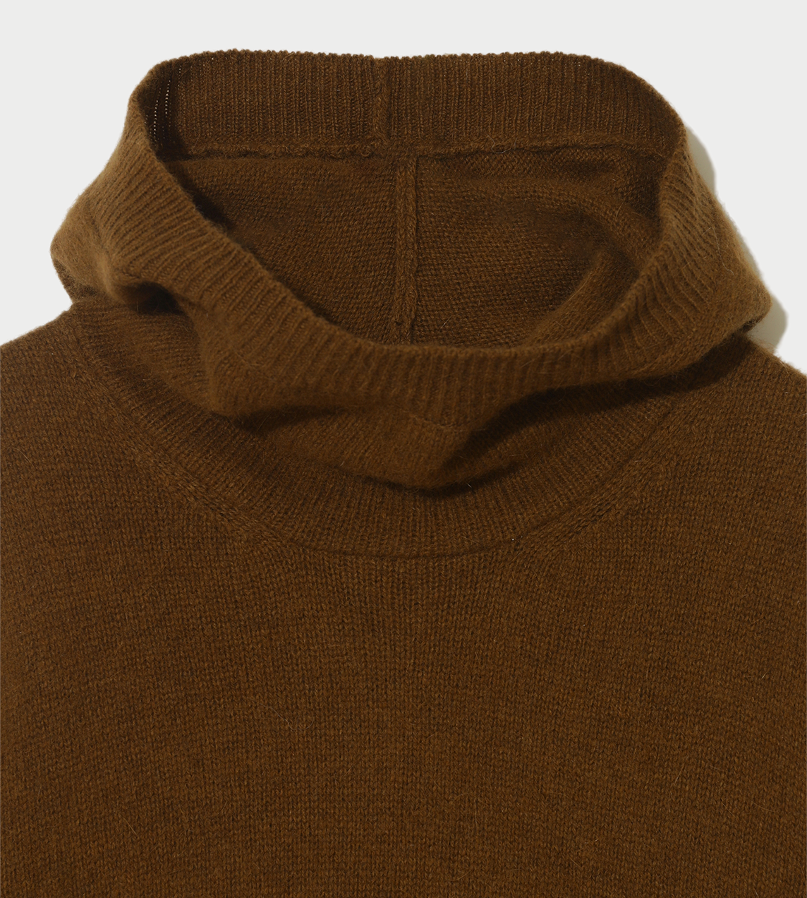 Wool-angora Hooded Sweater Brown