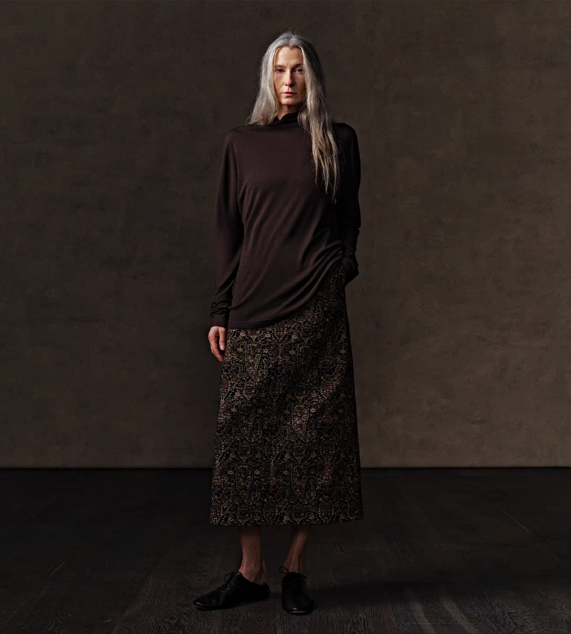 Turtleneck Knitted Top Brown