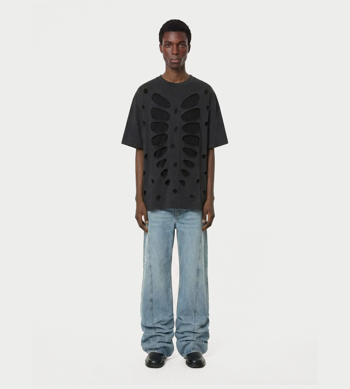 AVAVAV - Theo Semi-distressed Double Layer T-shirt Blk