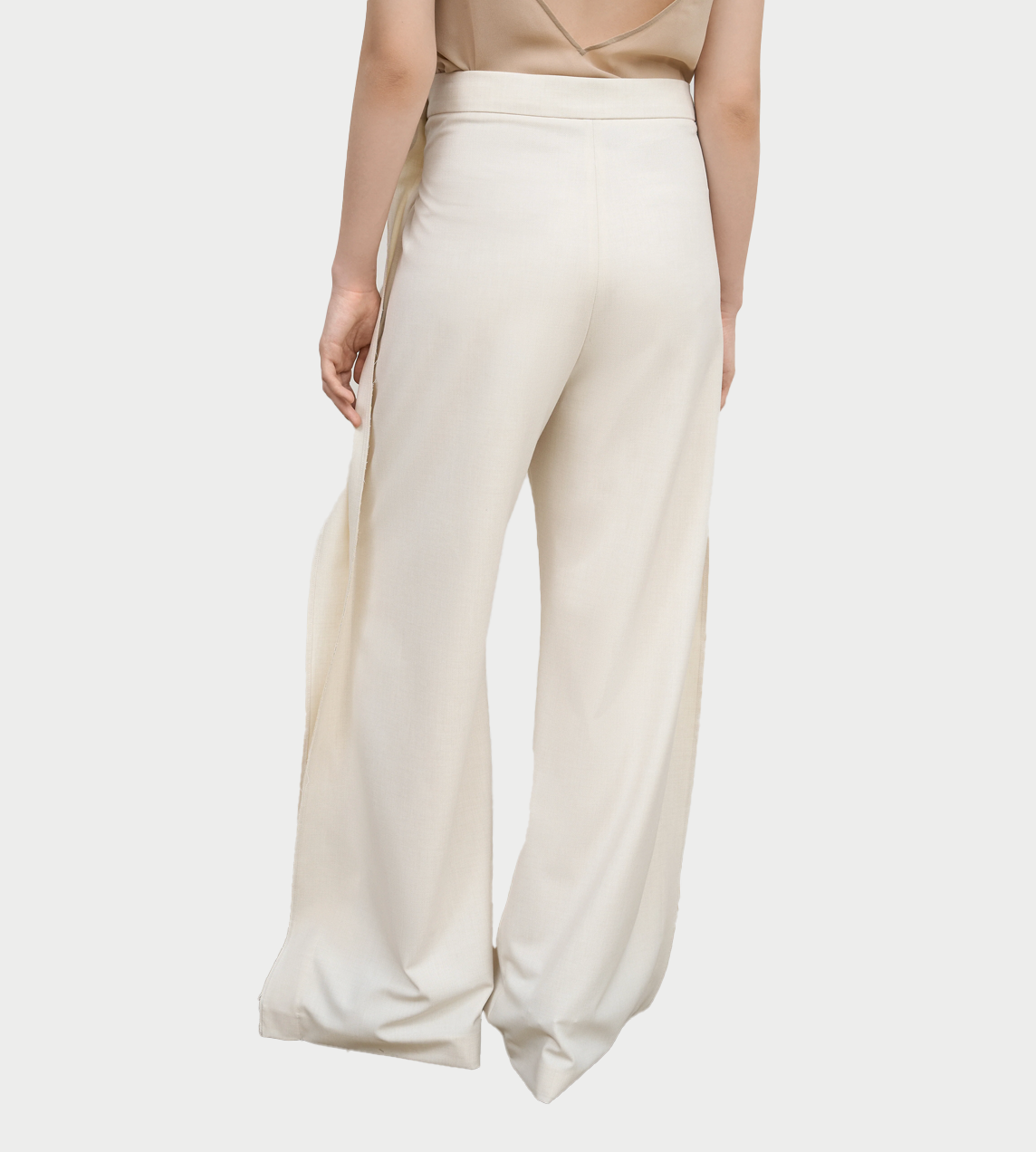 High-Rise Pleated Wide-Leg Pants Ivory