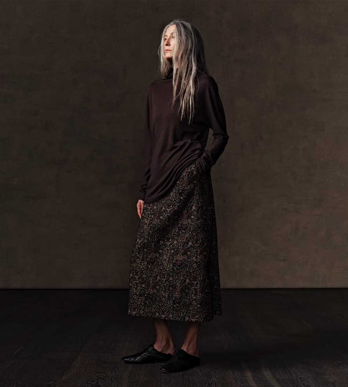 Turtleneck Knitted Top Brown