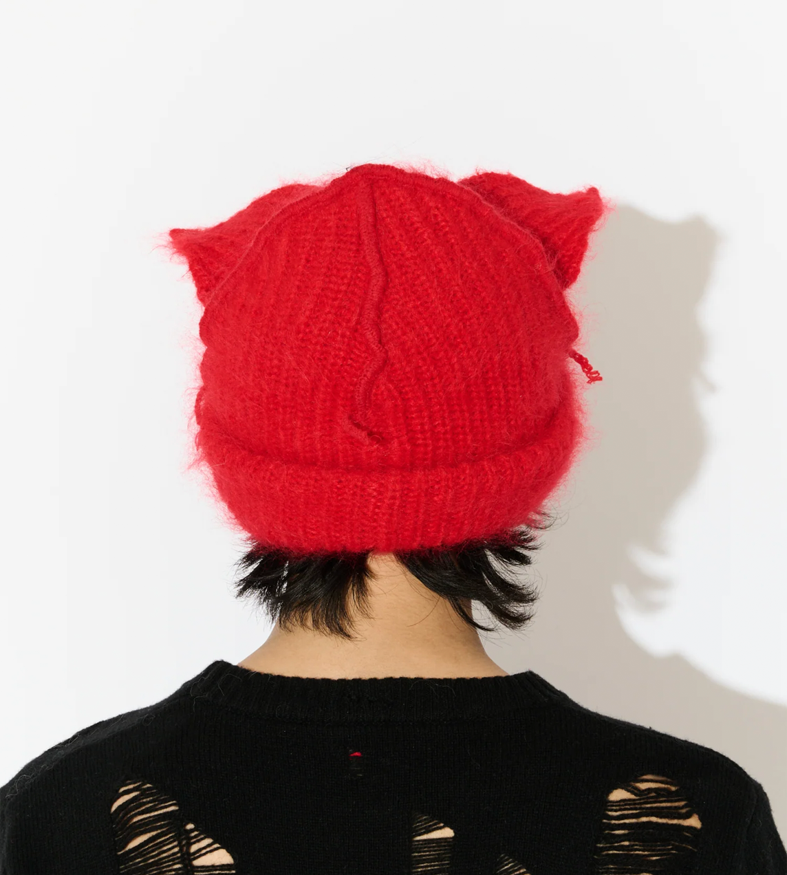 Mohair Chunky Ears Beanie Red