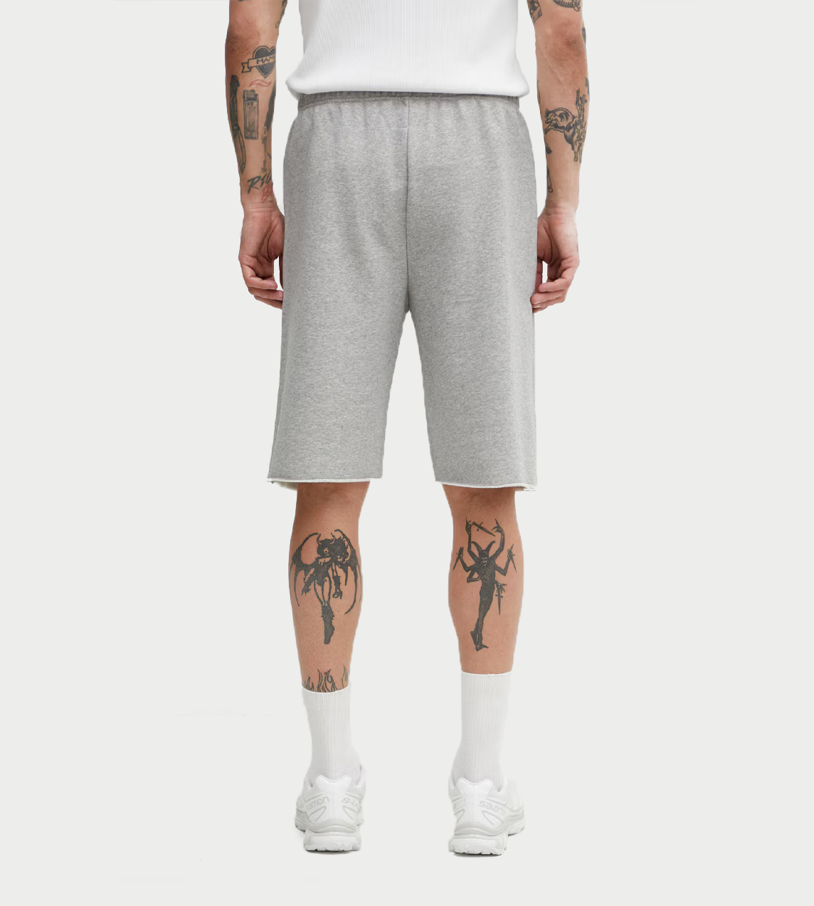Patch Drawstring Shorts Grey