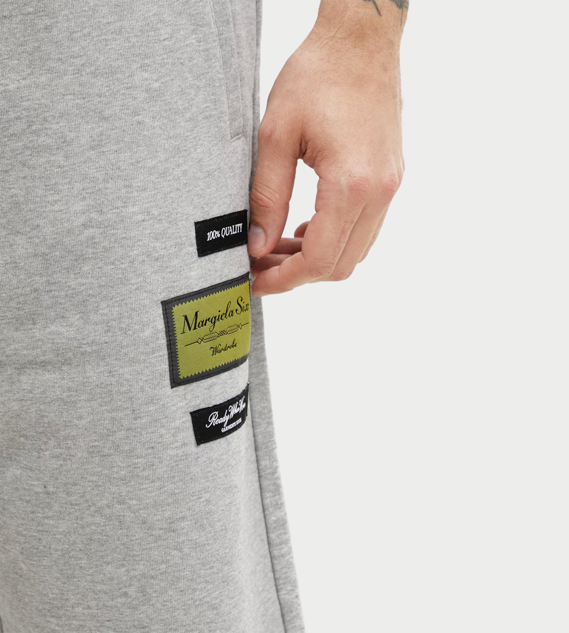 Patch Drawstring Shorts Grey