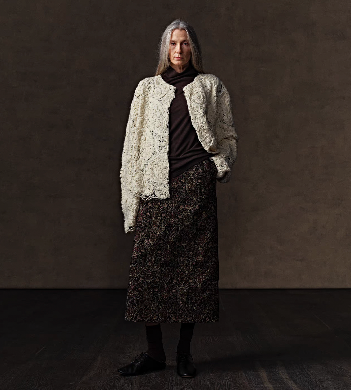 Turtleneck Knitted Top Brown