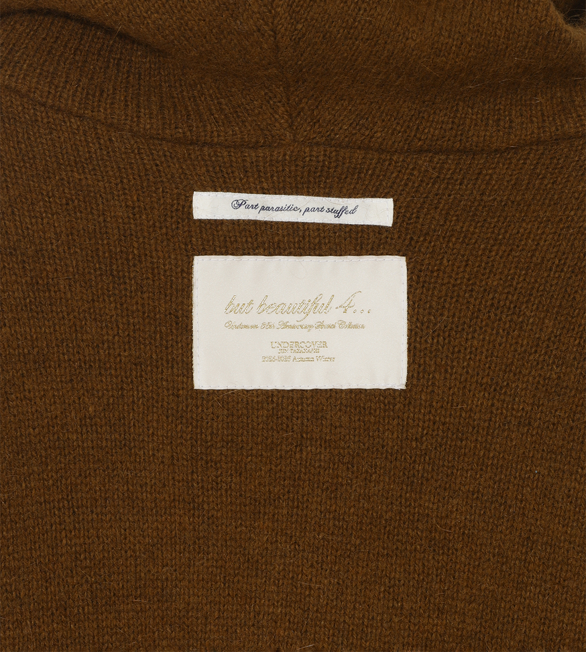 Wool-angora Hooded Sweater Brown