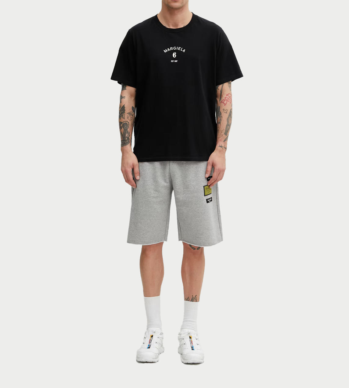Patch Drawstring Shorts Grey
