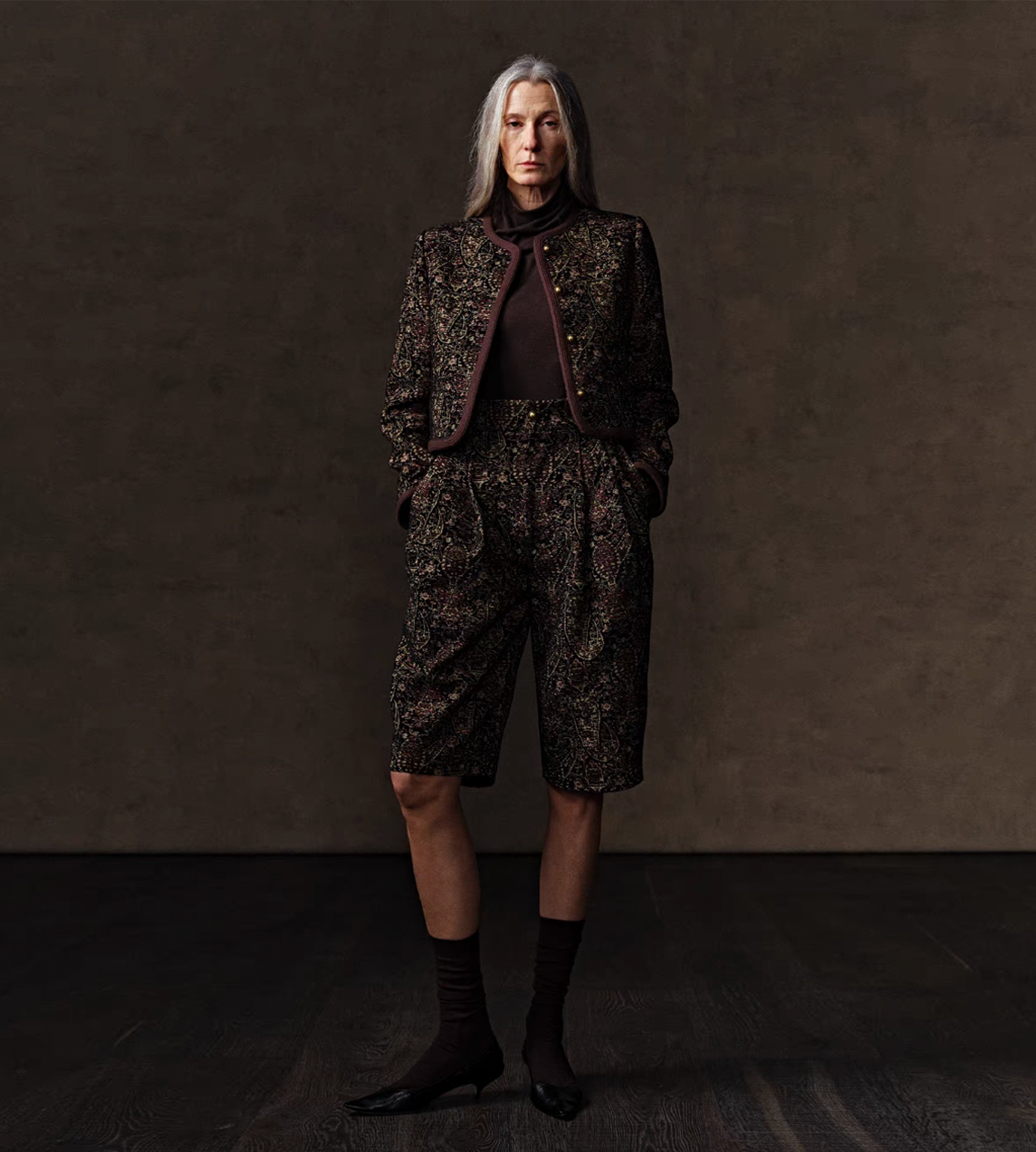 Turtleneck Knitted Top Brown
