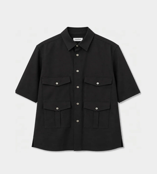 UJOH - Multi Pocket Half Sleeve Shirt Blk