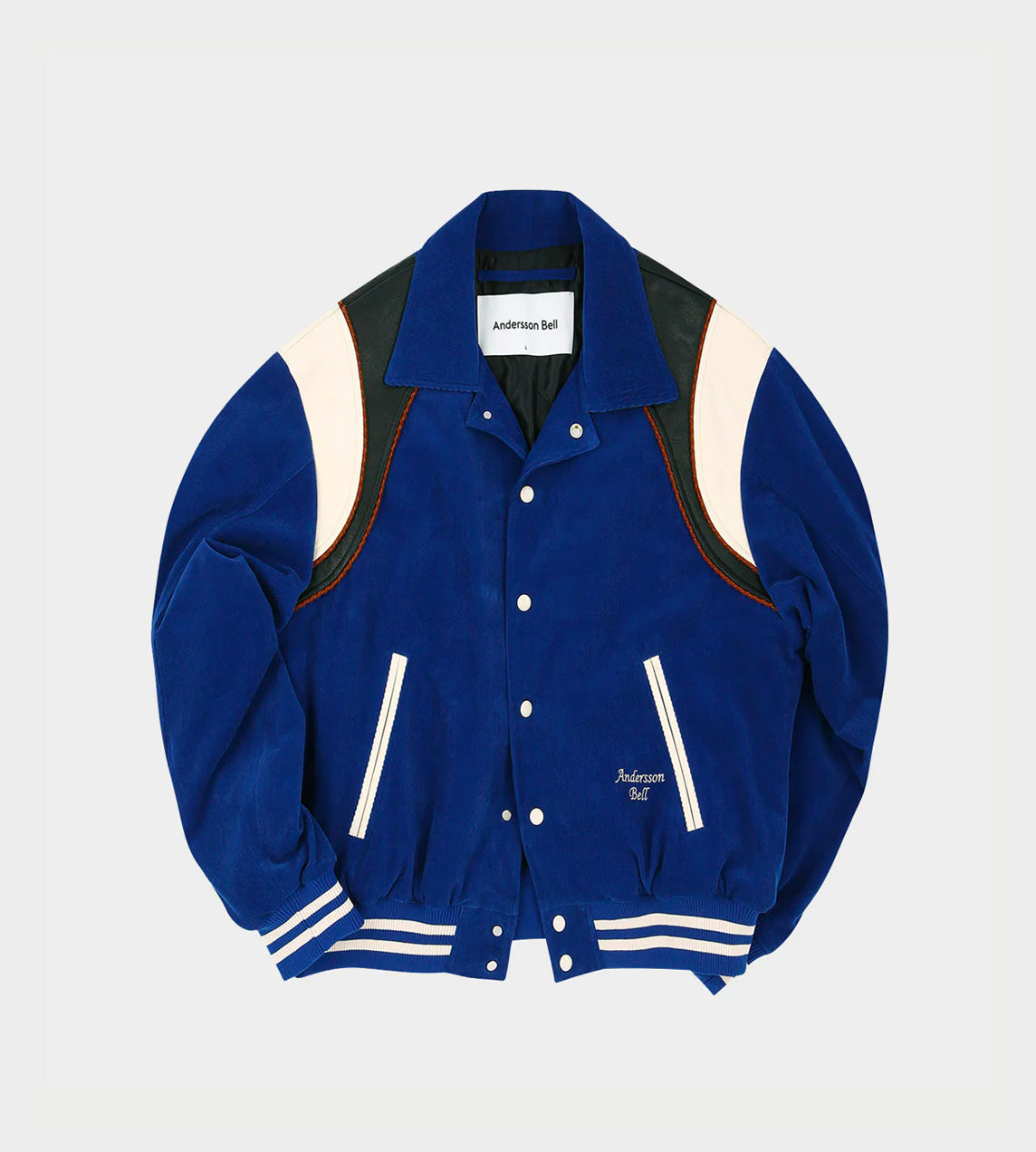 Andersson Bell - Corduroy & Leather Varsity Jacket Blue