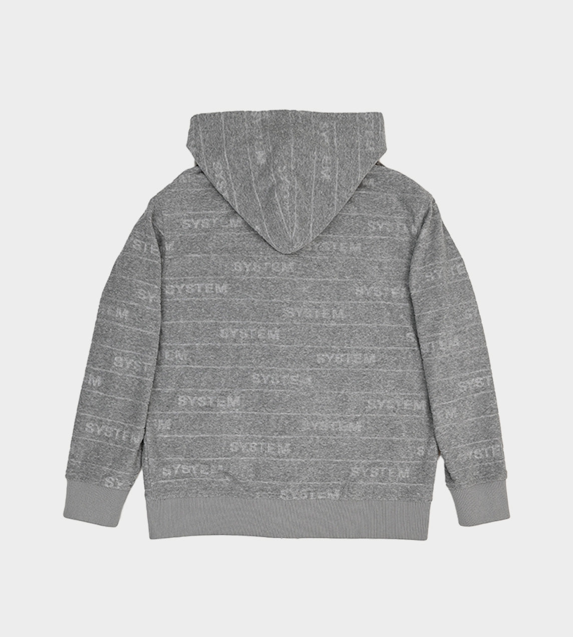 System - Embossed Terry Button Front Hoodie Grey