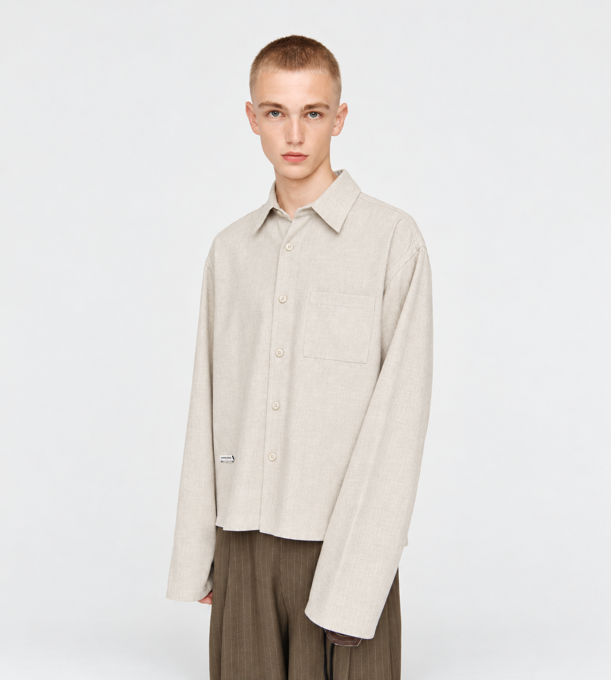 L/S Cropped School Shirt Chalk