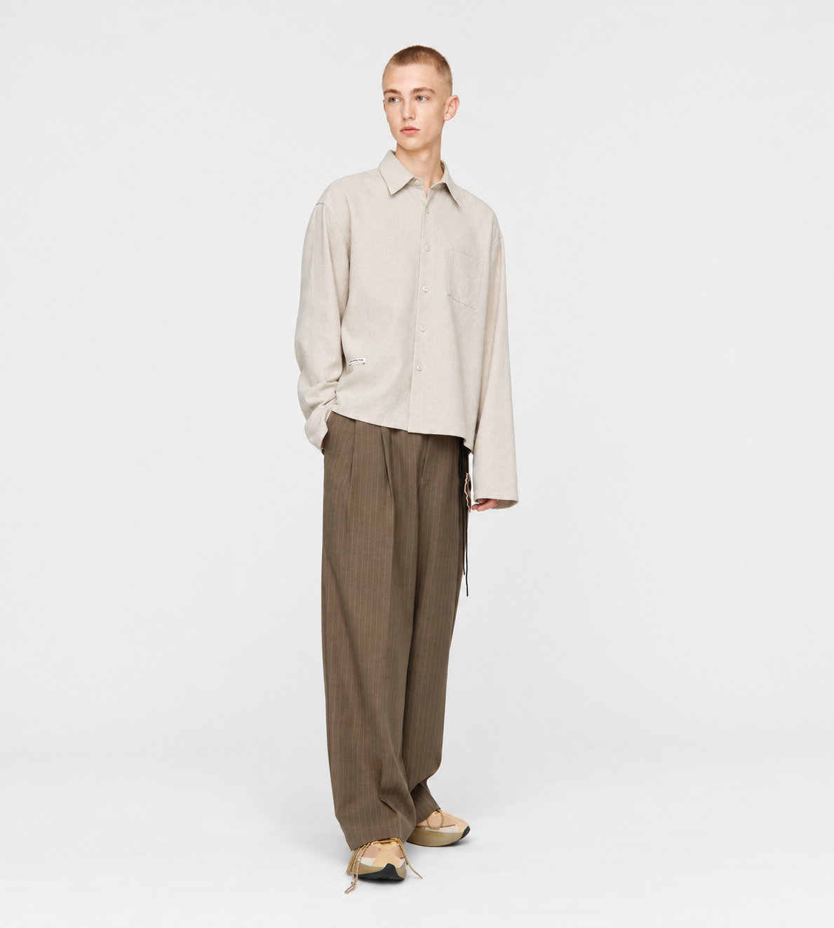 L/S Cropped School Shirt Chalk