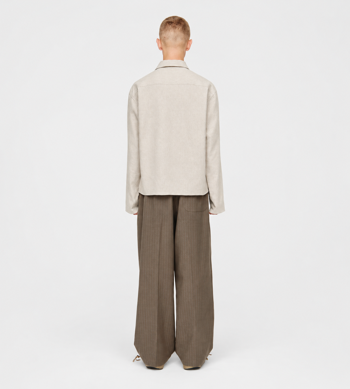 L/S Cropped School Shirt Chalk