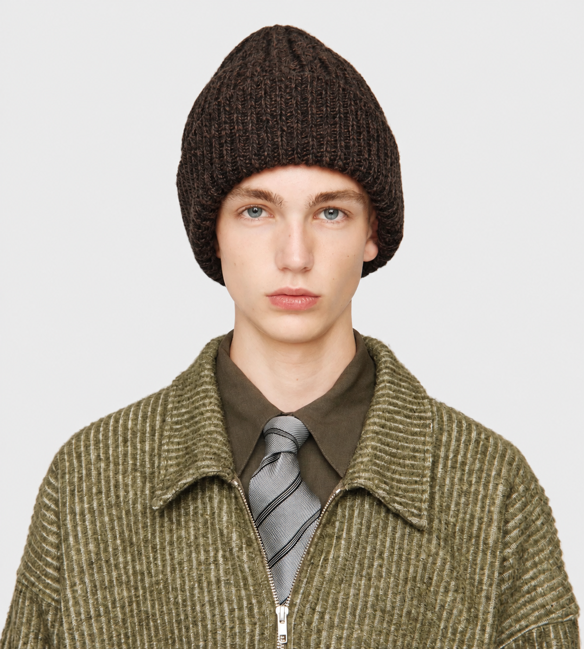 Classic Collar Zip Pullover Green