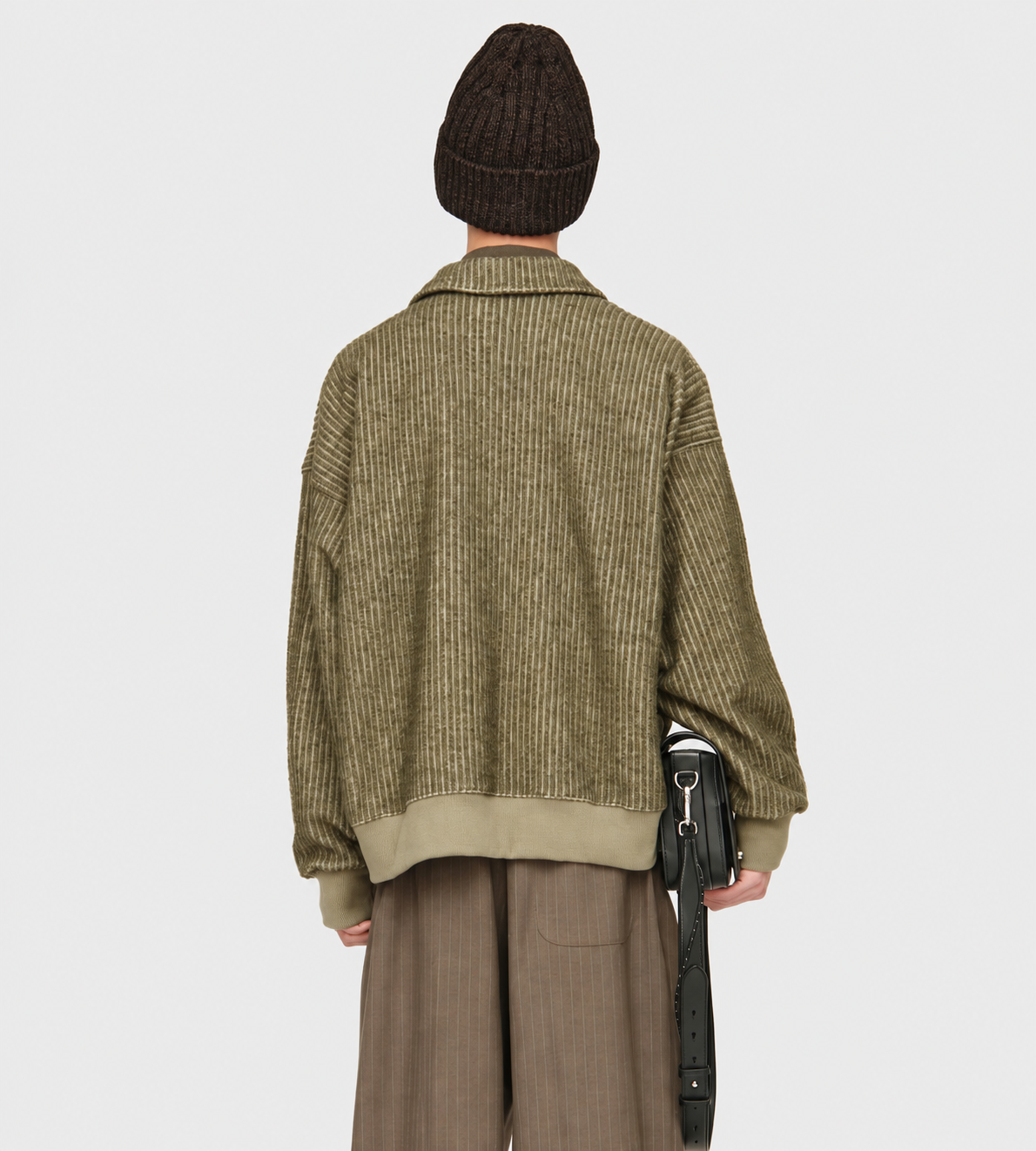 Classic Collar Zip Pullover Green