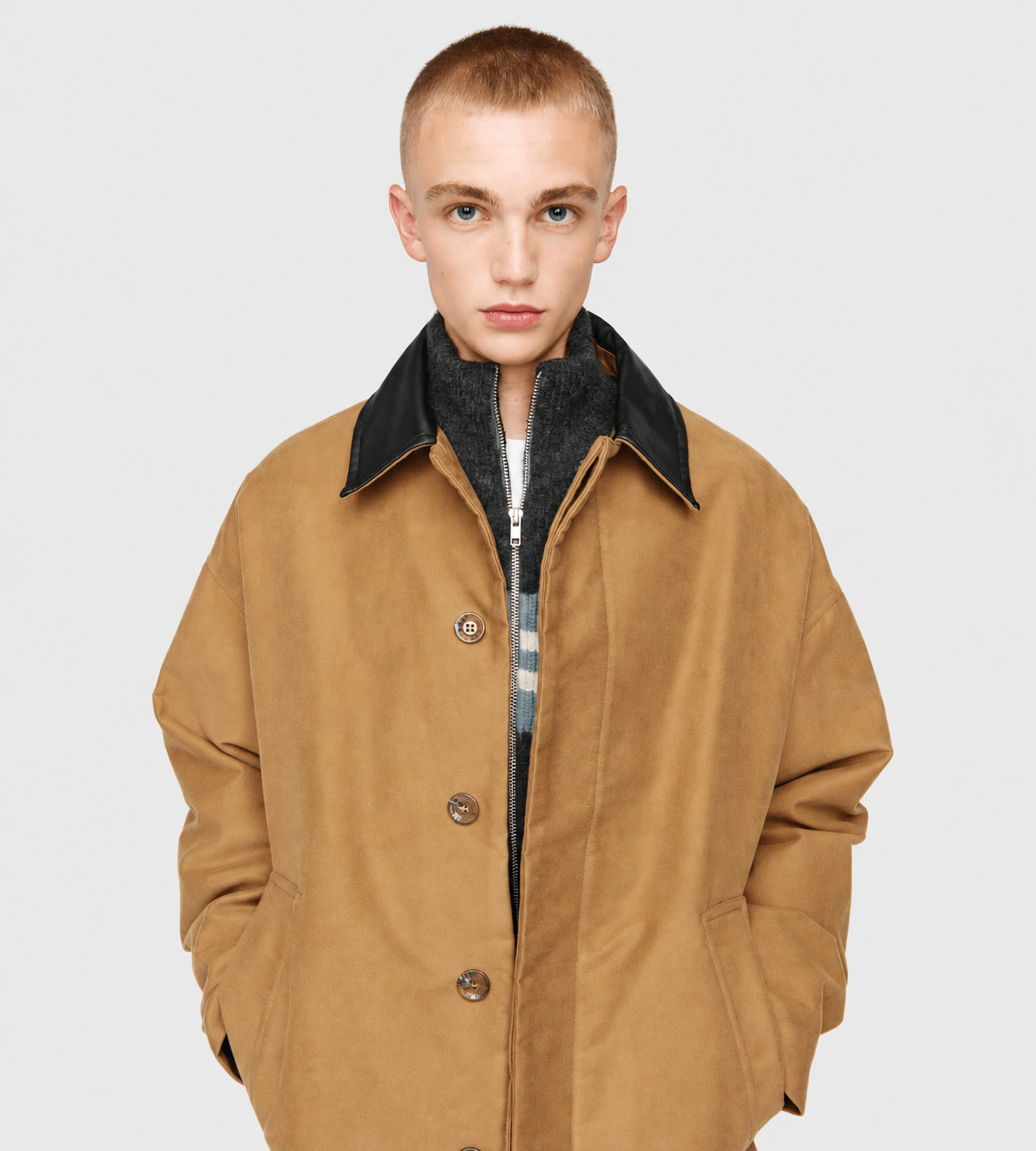 Button Up Coach Jacket Camel