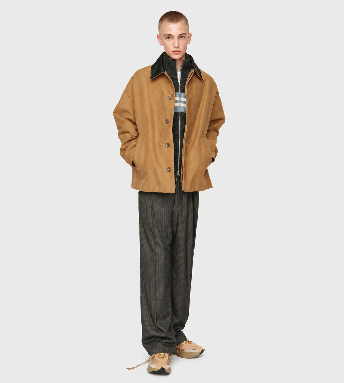 Button Up Coach Jacket Camel