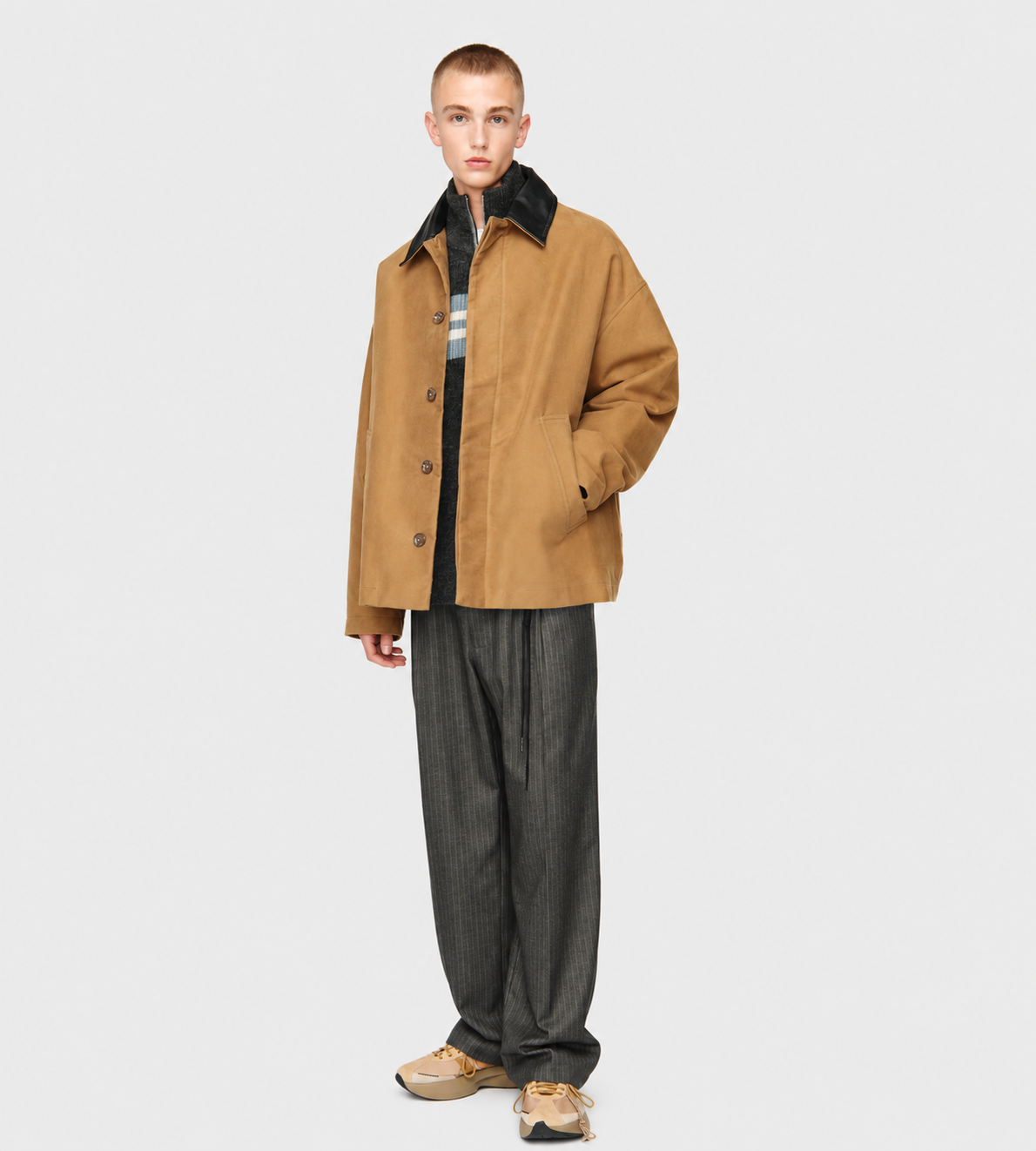 Button Up Coach Jacket Camel