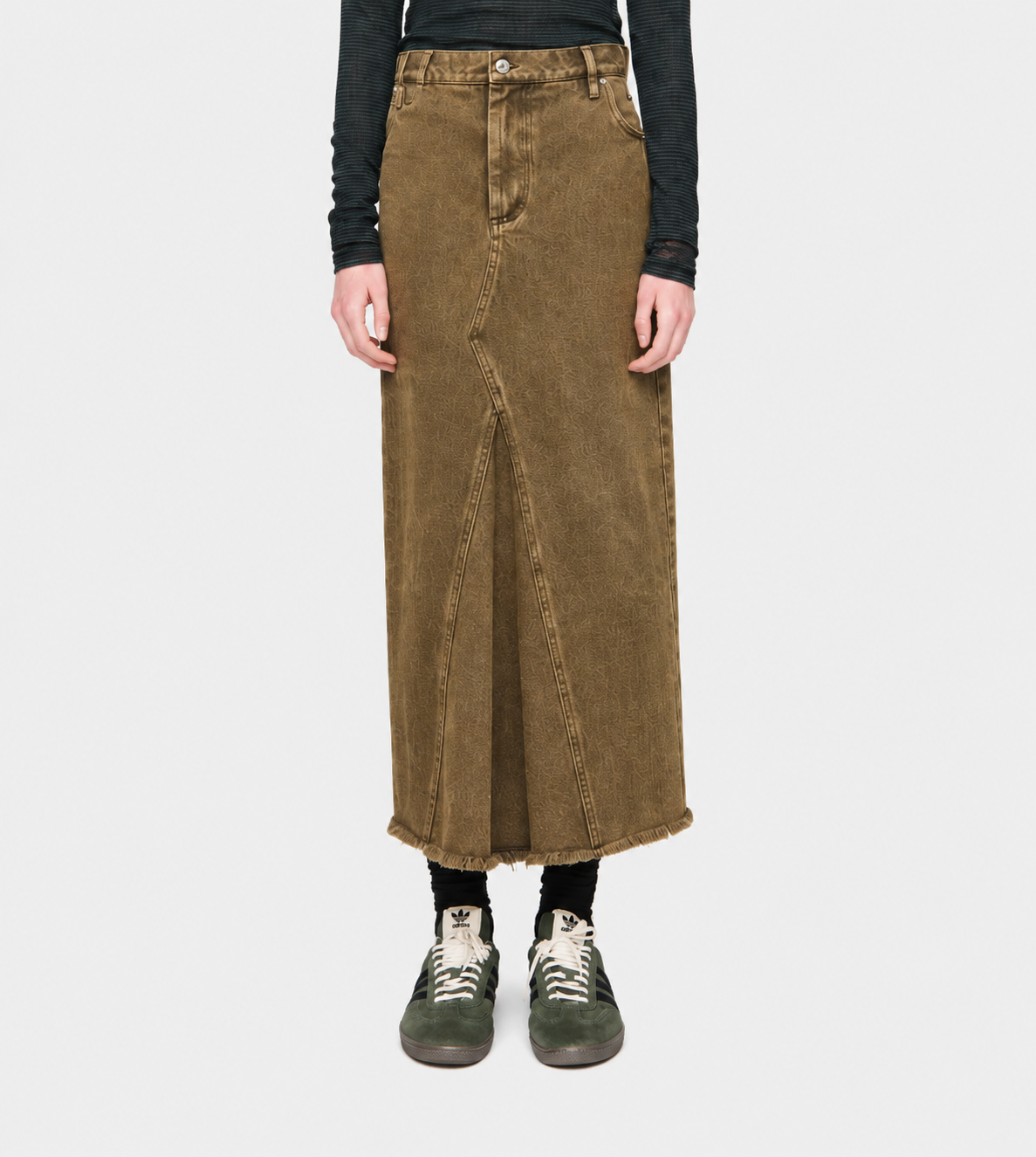 Long Pencil Skirt Blk/Brown