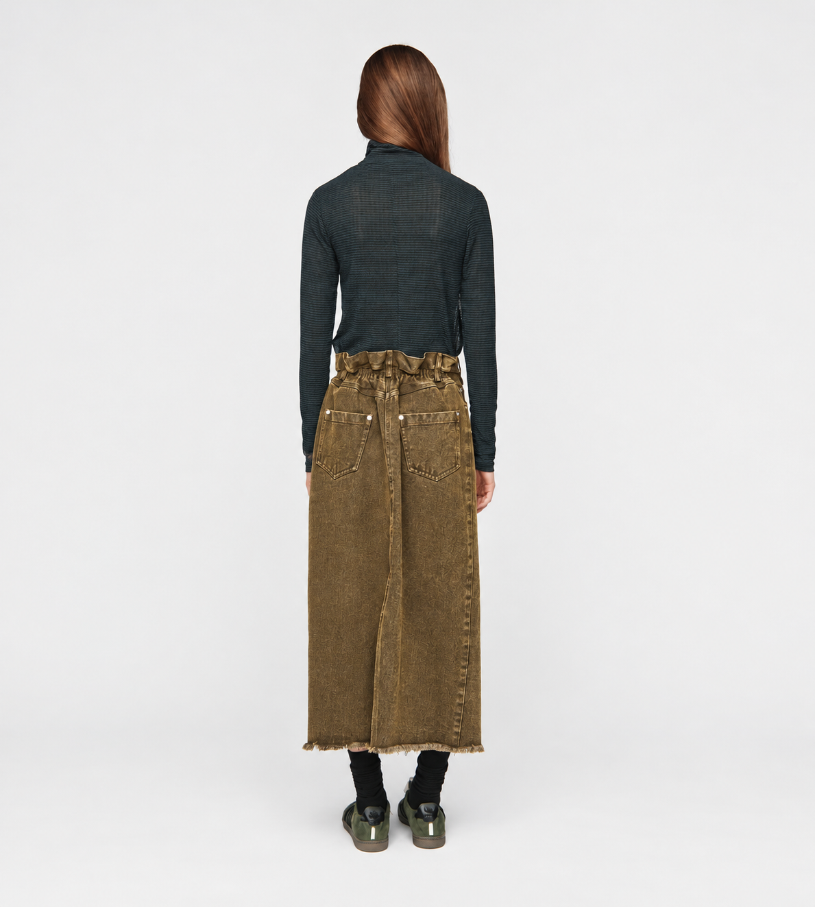 Long Pencil Skirt Blk/Brown