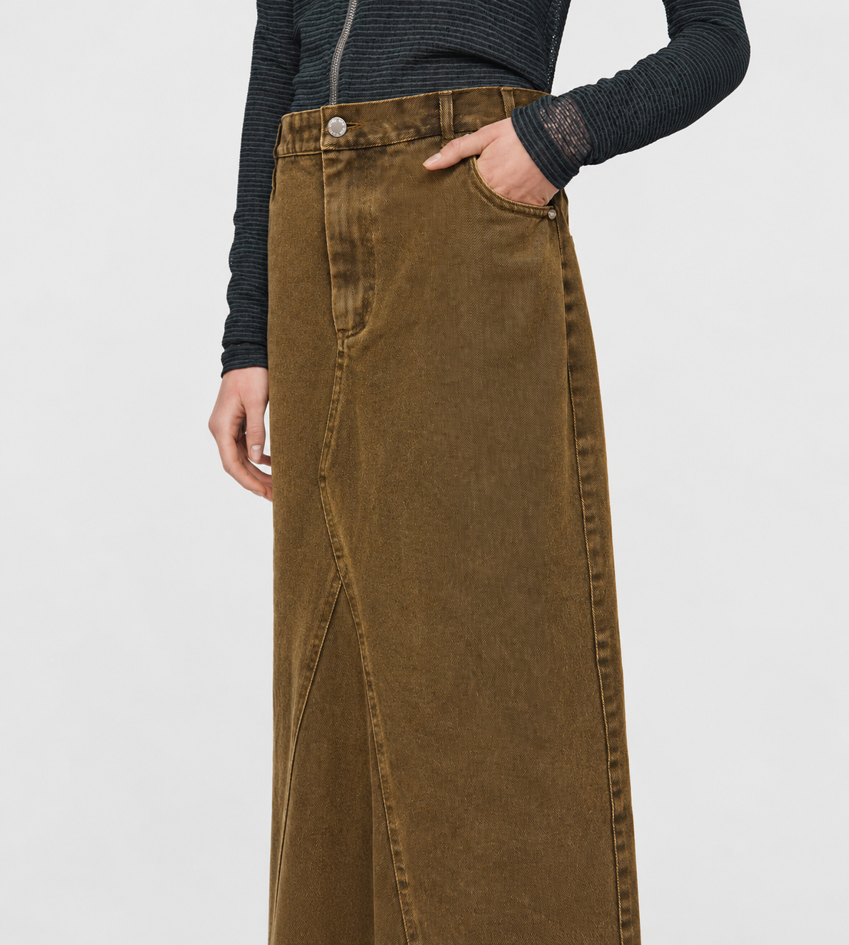 Long Pencil Skirt Blk/Brown