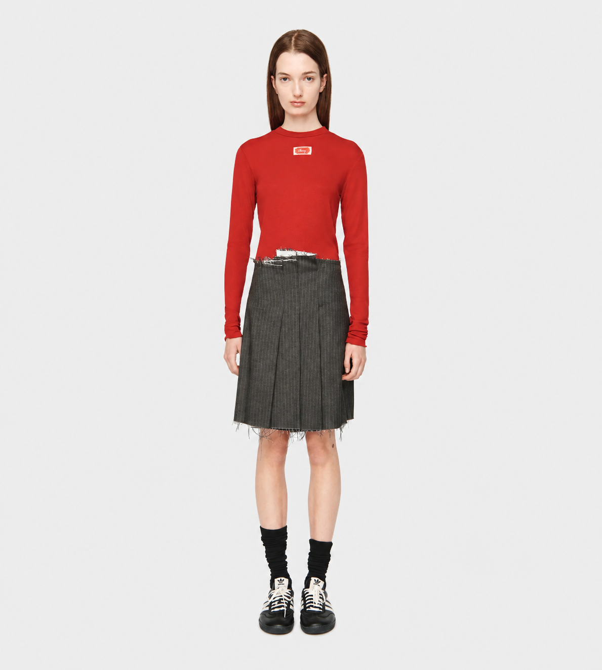 Pleated Mini Skirt Charcoal