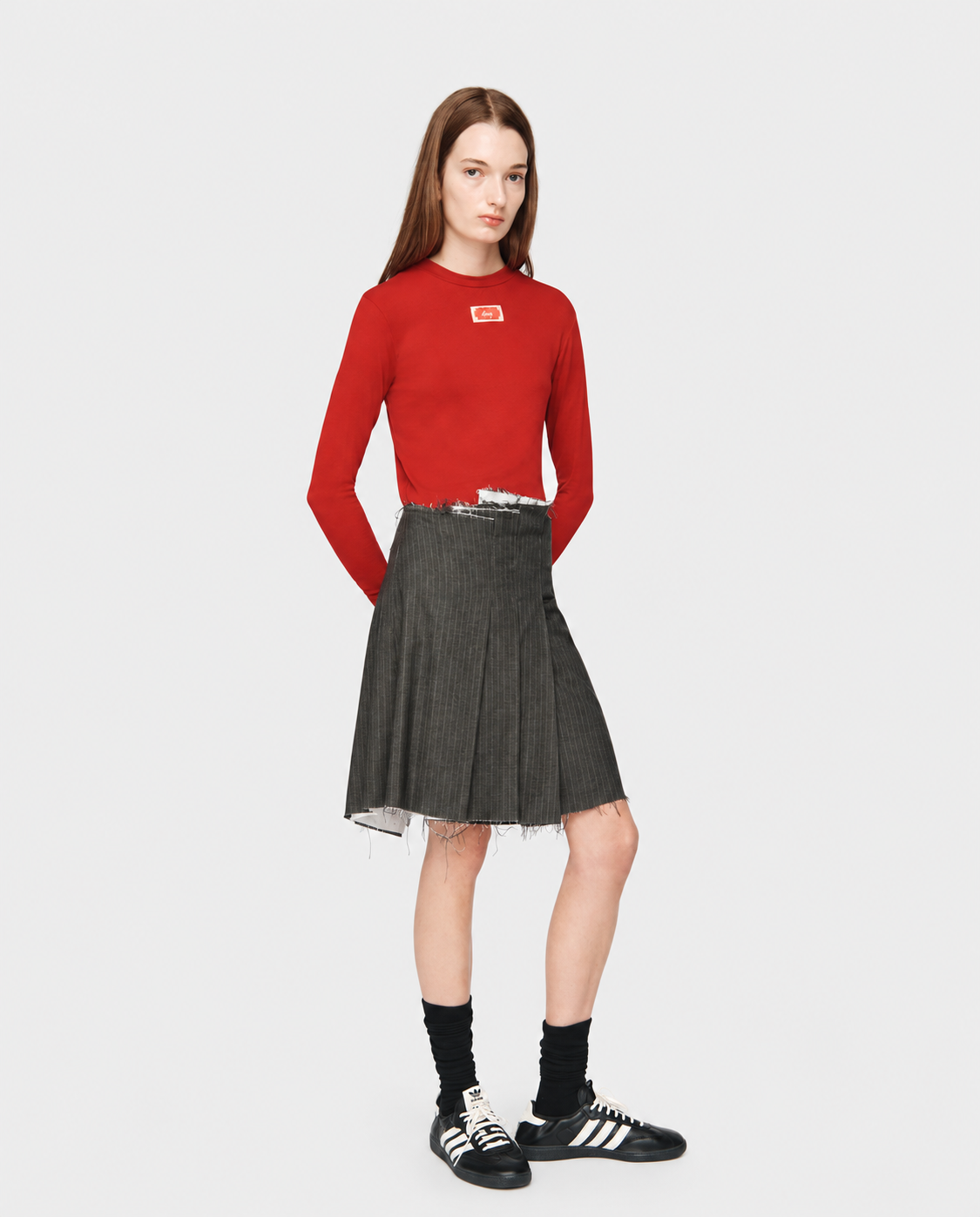 Pleated Mini Skirt Charcoal