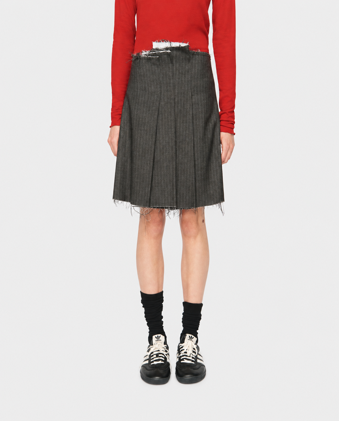 Pleated Mini Skirt Charcoal