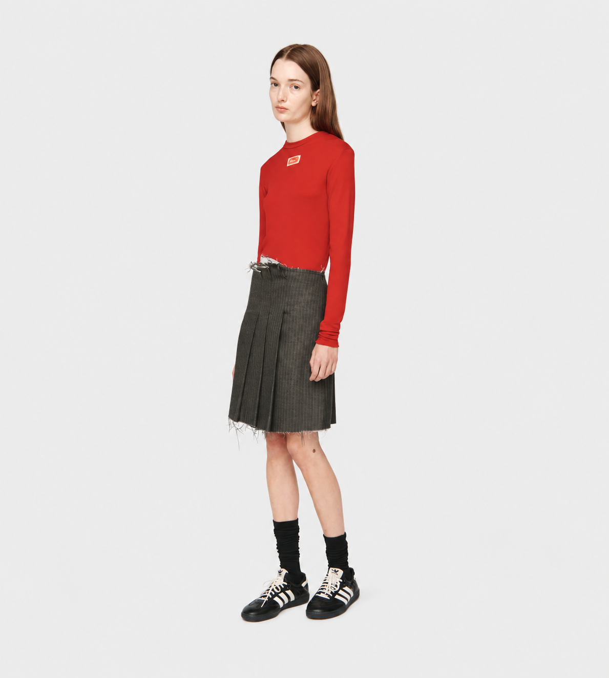 Pleated Mini Skirt Charcoal