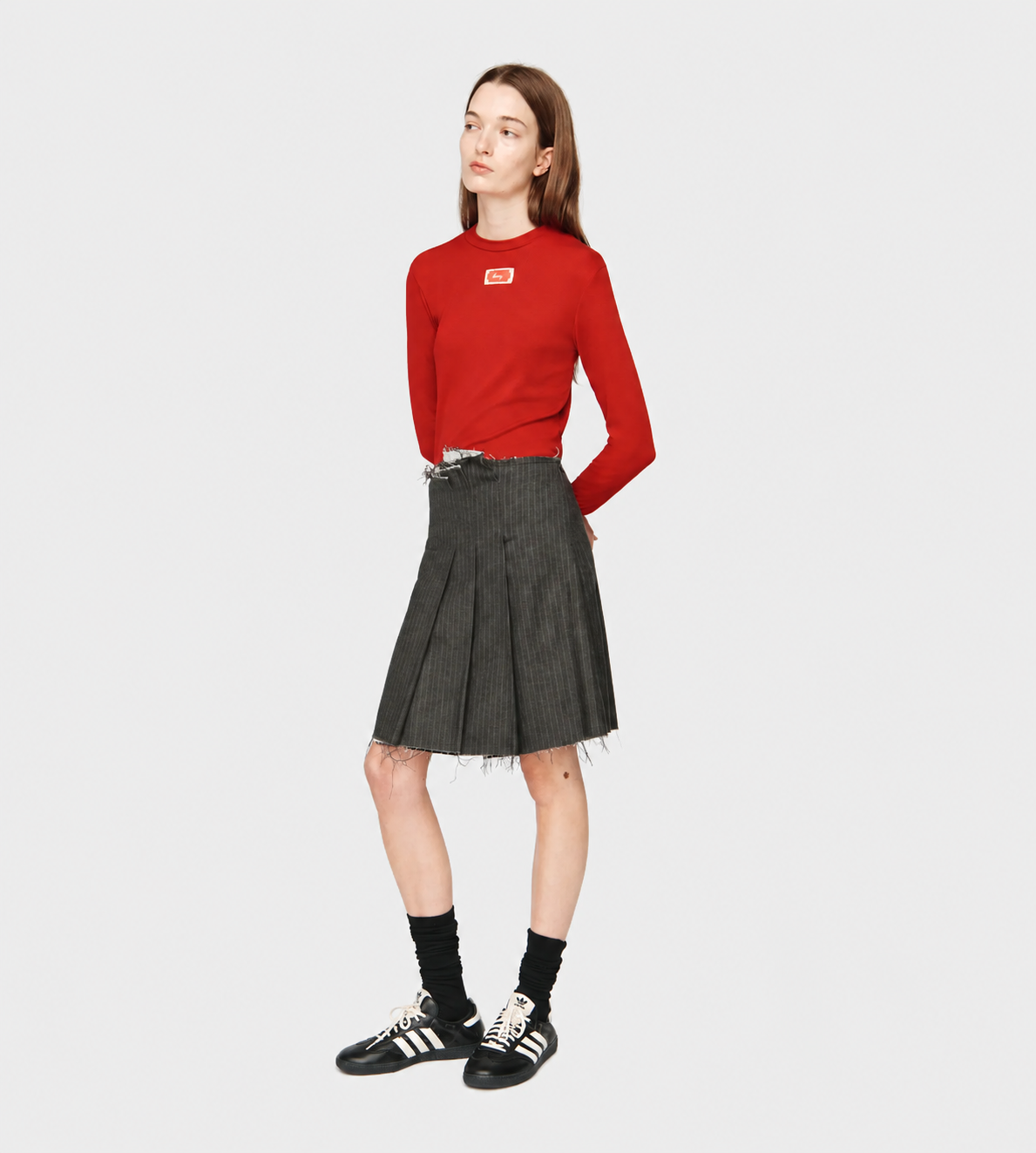 Pleated Mini Skirt Charcoal